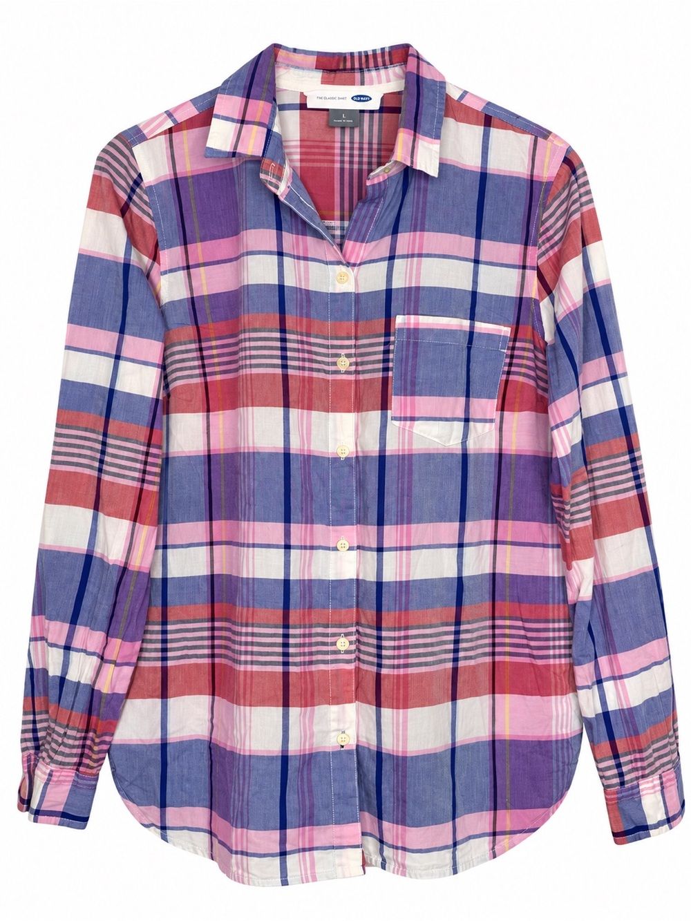 Old Navy The Classic Shirt Women’s Large Plaid Button Front Long Sleeve Casual